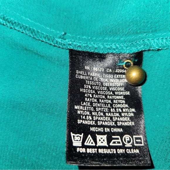 Anthropologie Moulinette Soeurs Lace‎ Sleeve Blouse Top Teal Green Boho Bohemian - Picture 8 of 10